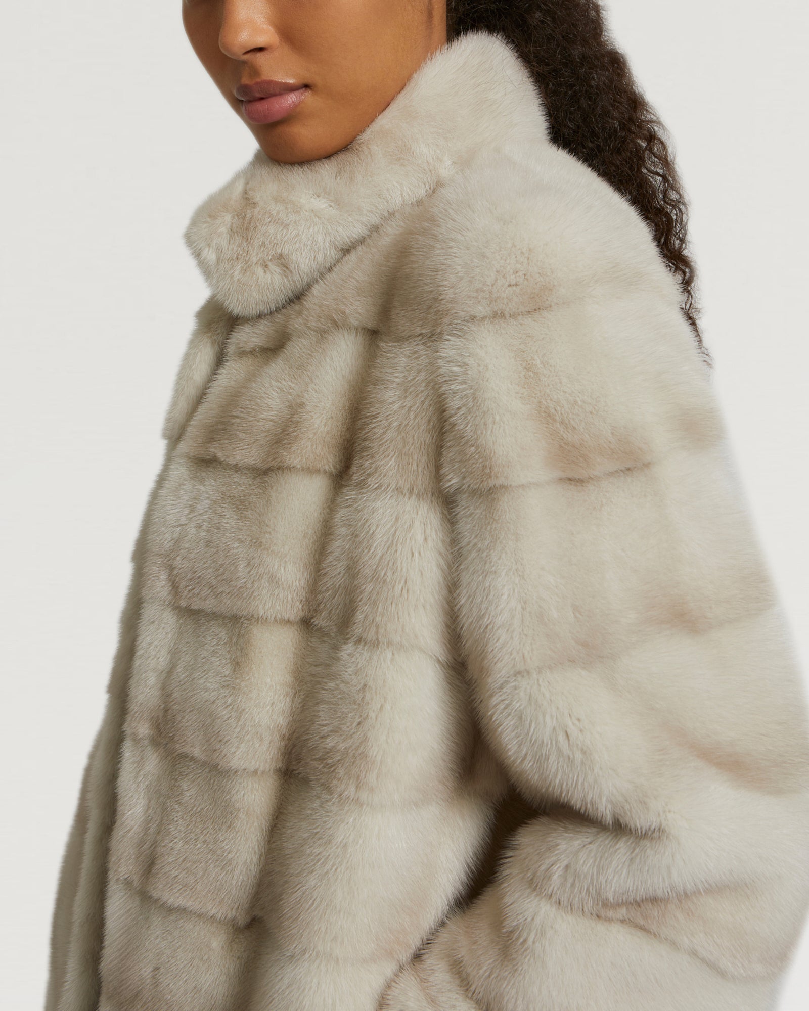 Mink long jacket with collar -Yves Salomon