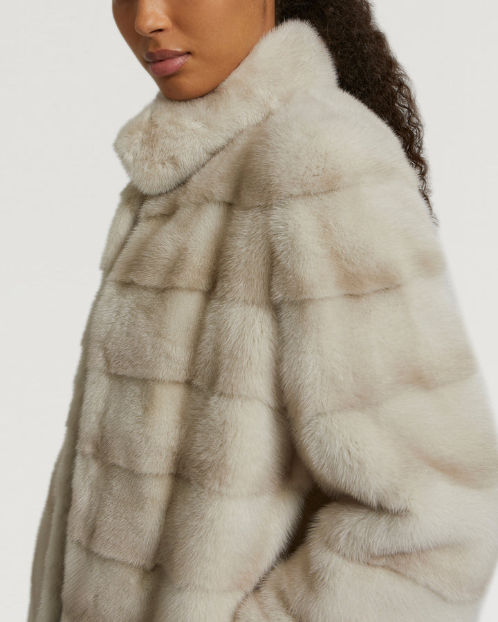 Mink long jacket with collar -Yves Salomon