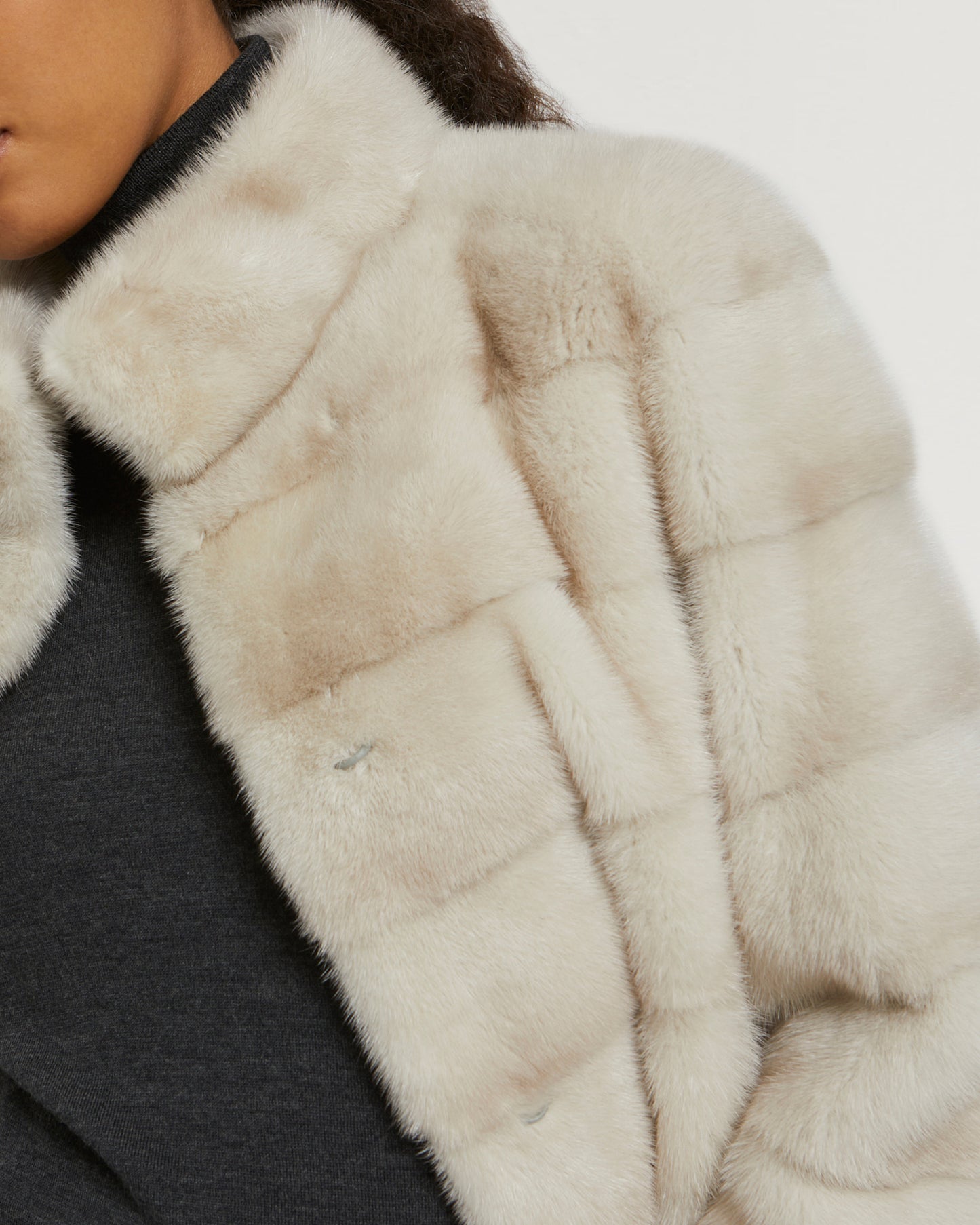 Mink long jacket with collar -Yves Salomon