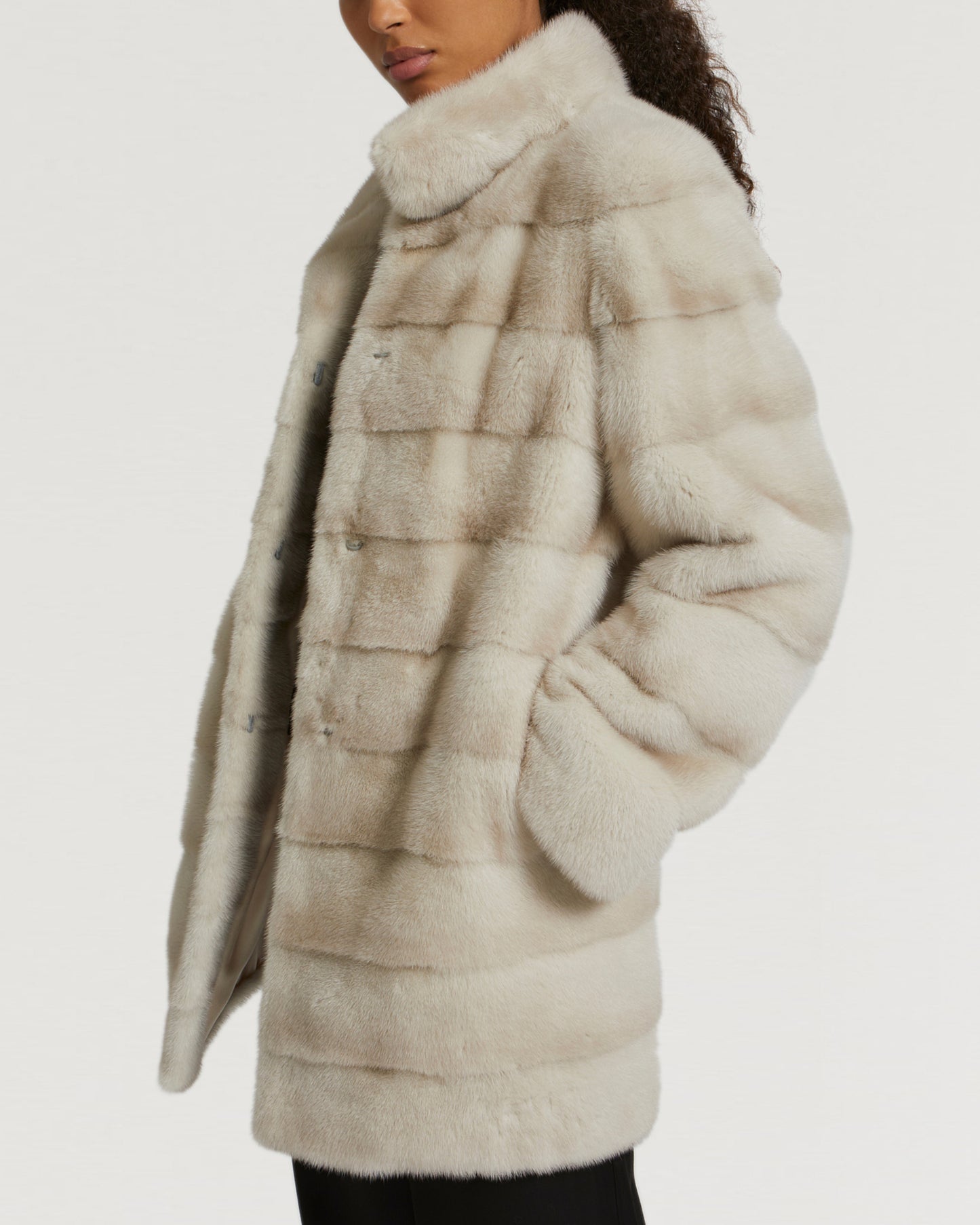 Mink long jacket with collar -Yves Salomon