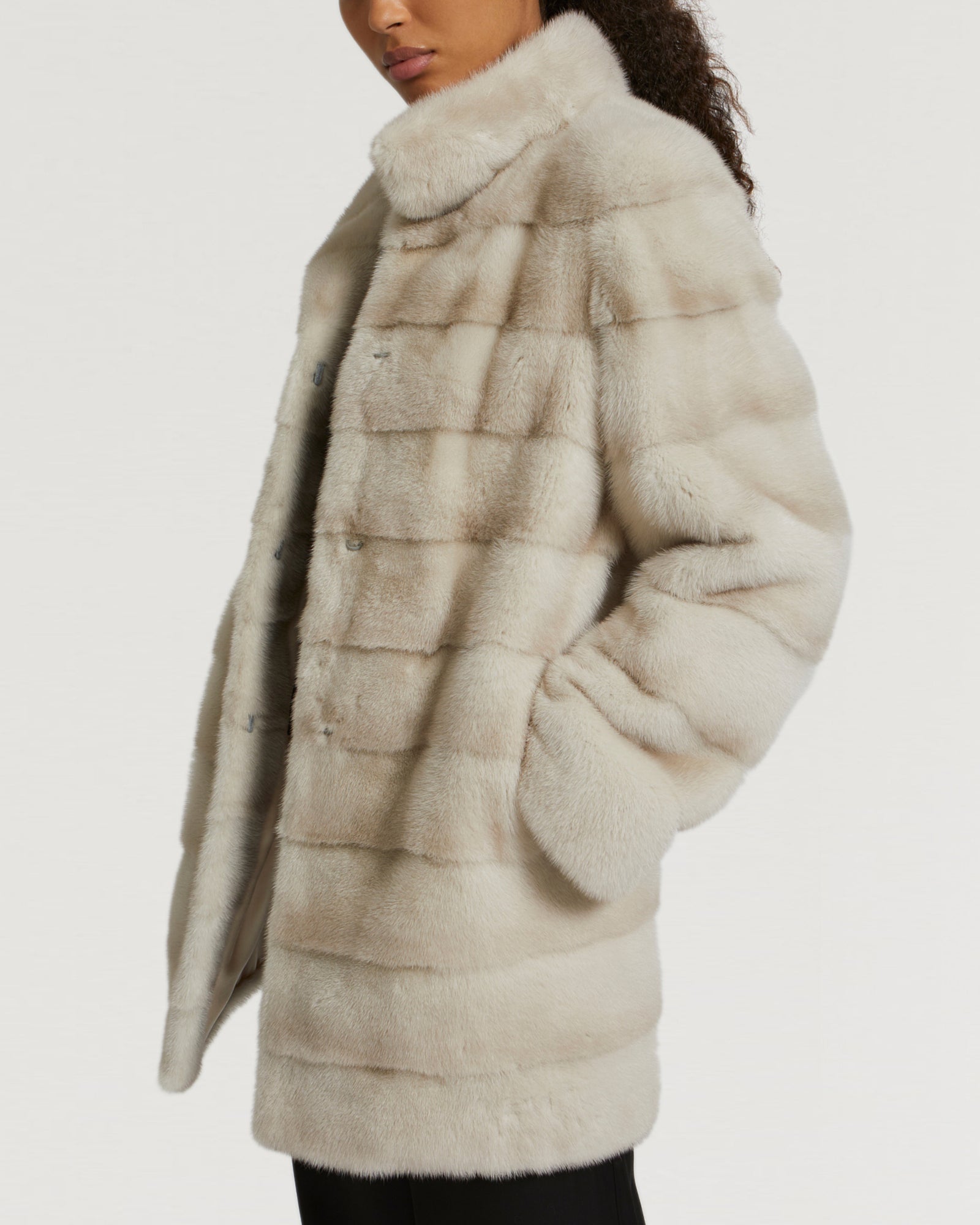 Mink long jacket with collar -Yves Salomon