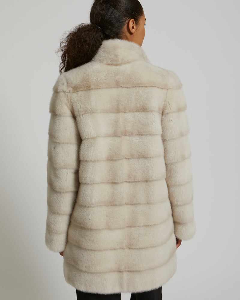Mink long jacket with collar