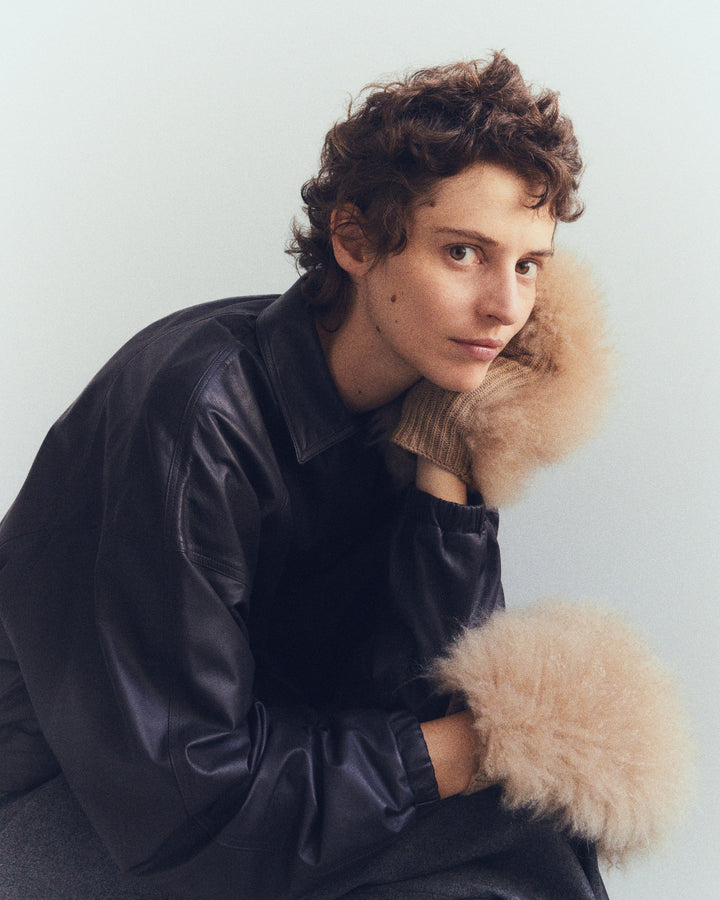 Cashmere and wool knit mittens with cashmere lambskin - Yves Salomon - New Fall Winter Collection