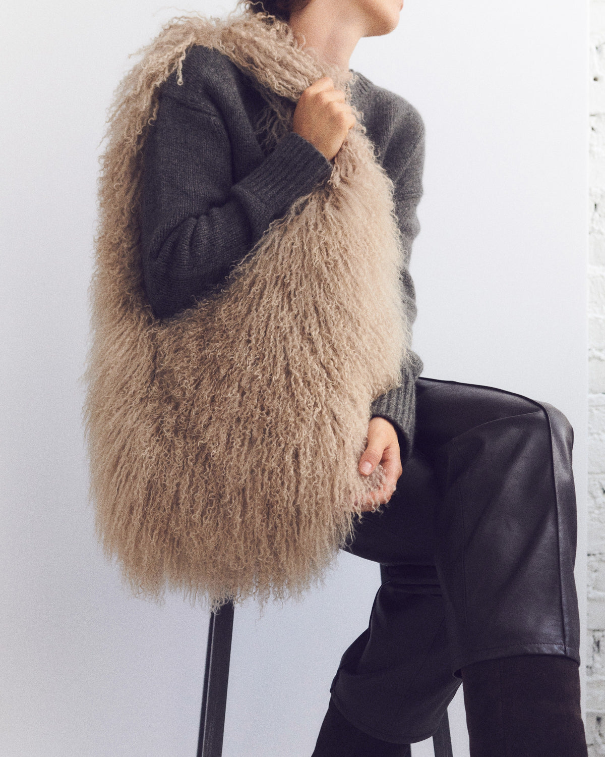 Mongolian lambskin bag