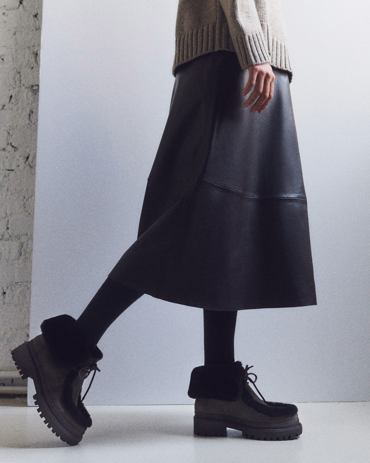 Suede and brushed merinillo lambskin ankle boots - Yves Salomon - New Fall Winter Collection