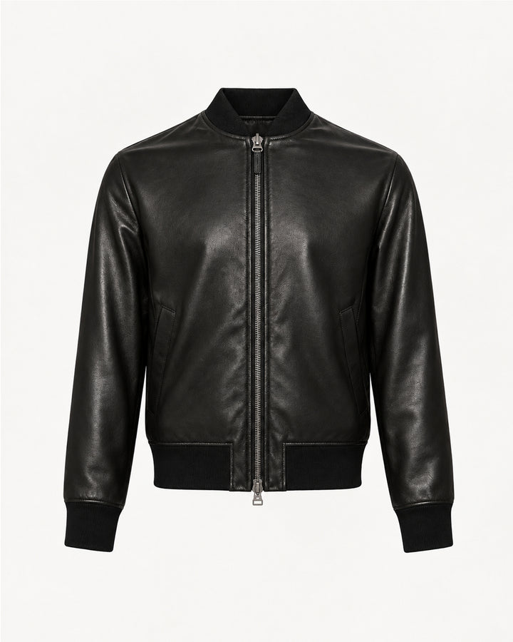 Ultra fine premium calf leather varsity jacket.