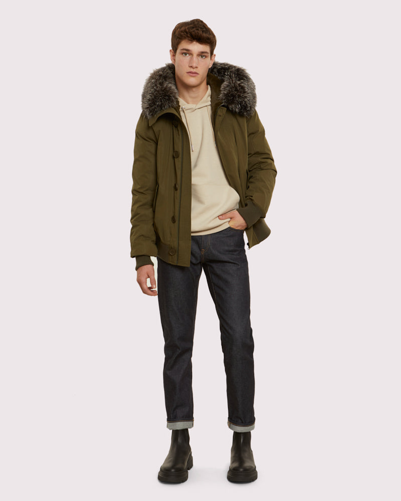 Black Friday 2025- Classic jacket in cotton, fox and rabbit - khaki -Yves Salomon