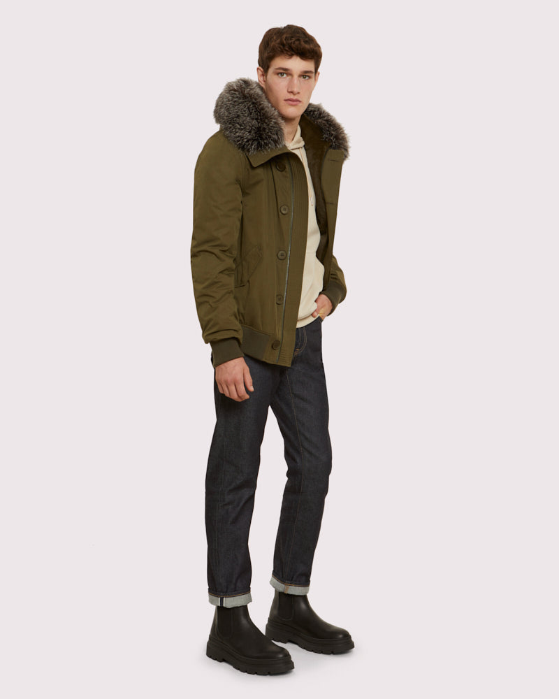 Black Friday 2025- Classic jacket in cotton, fox and rabbit - khaki -Yves Salomon