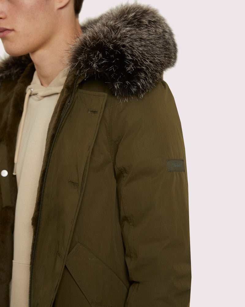 Black Friday 2025- Classic jacket in cotton, fox and rabbit - khaki -Yves Salomon