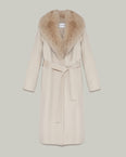 Long cashmere wool coat with fox fur collar