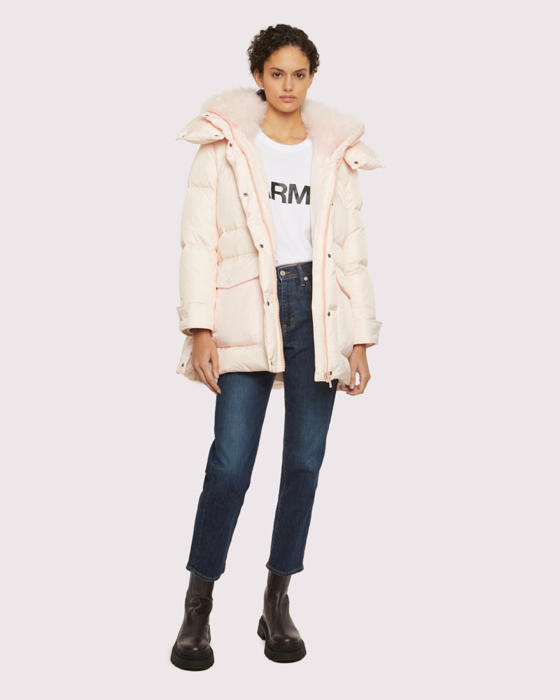 3/4 down jacket with vaporous lambswool trim -Yves Salomon