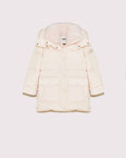 3/4 down jacket with vaporous lambswool trim
