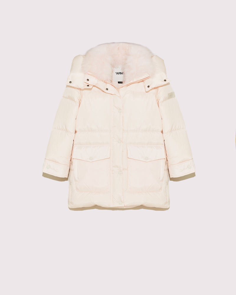 3/4 down jacket with vaporous lambswool trim -Yves Salomon