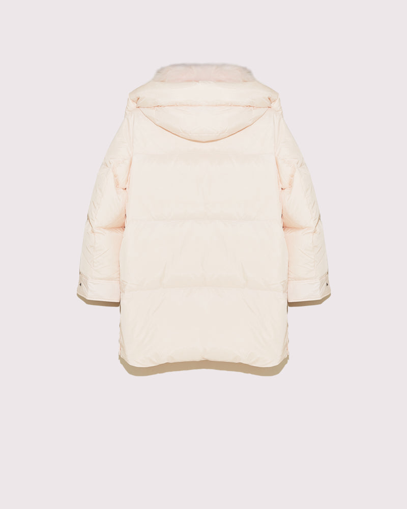 3/4 down jacket with vaporous lambswool trim -Yves Salomon