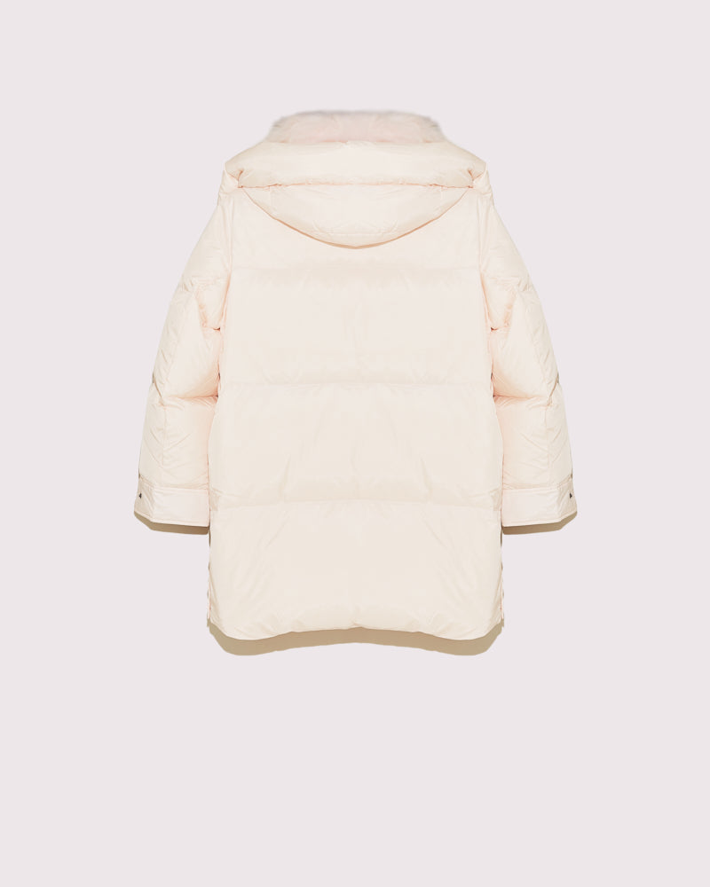 3/4 down jacket with vaporous lambswool trim - pink