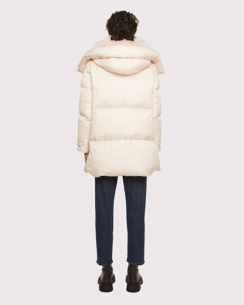 3/4 down jacket with vaporous lambswool trim -Yves Salomon