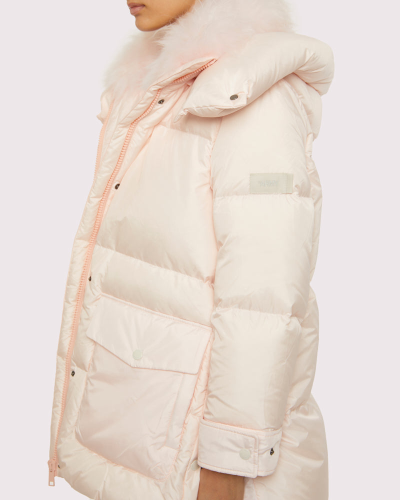 3/4 down jacket with vaporous lambswool trim -Yves Salomon