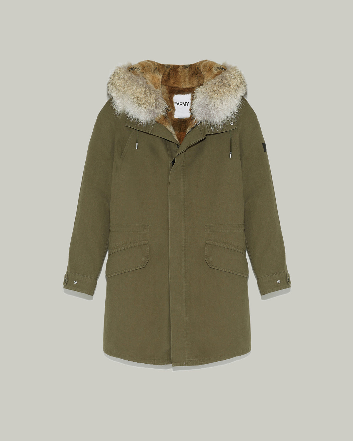 Black Friday - Short iconic parka in cotton gabardine with coyote and rabbit fur -Yves Salomon