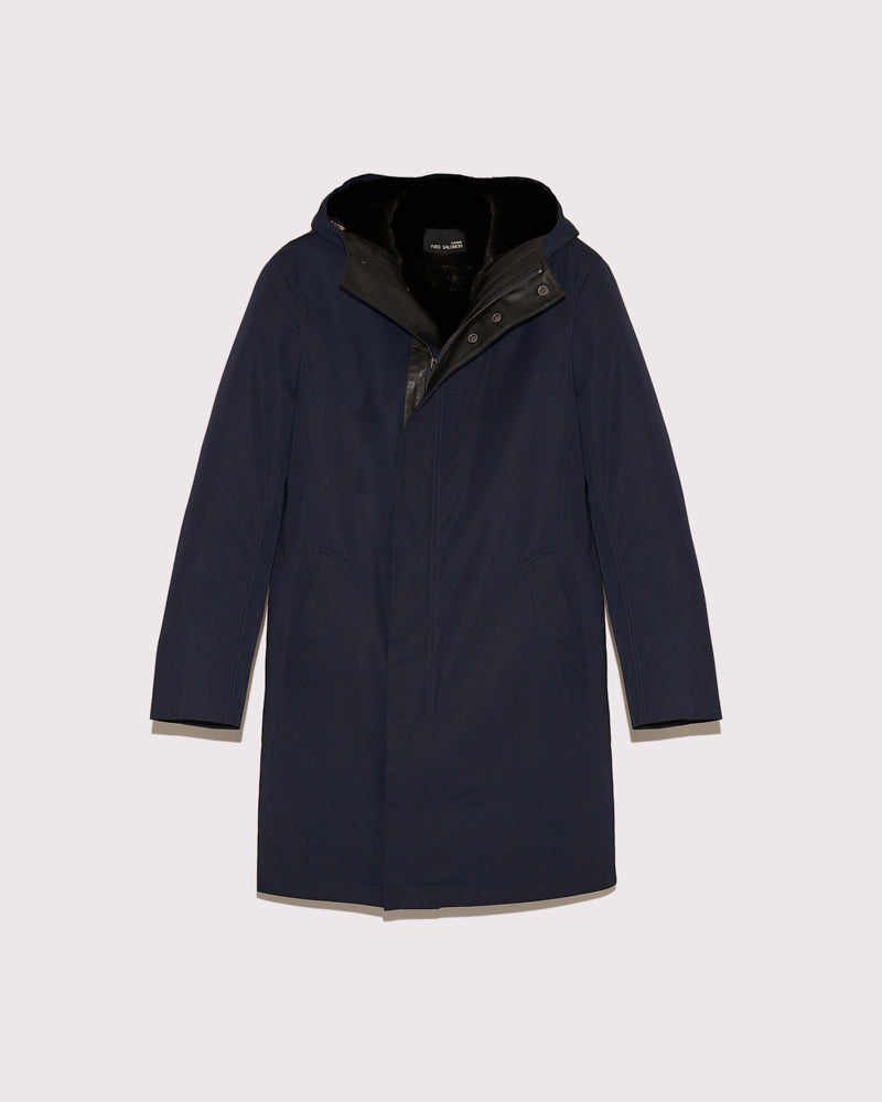 Hooded Coat In waterproof Gabardine And Mink fur -Yves Salomon