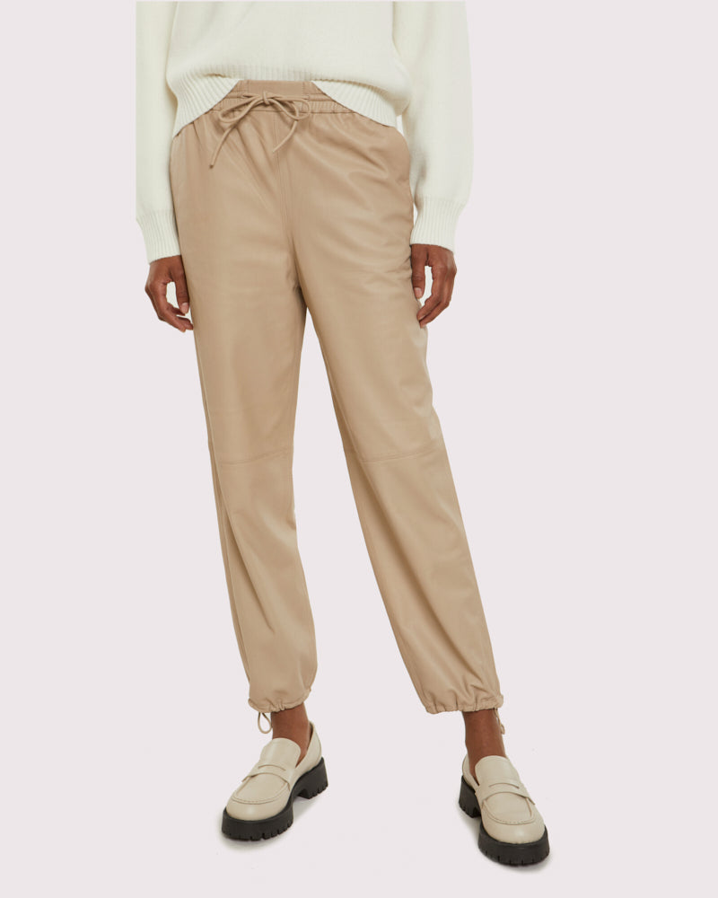 Lamb leather joggers