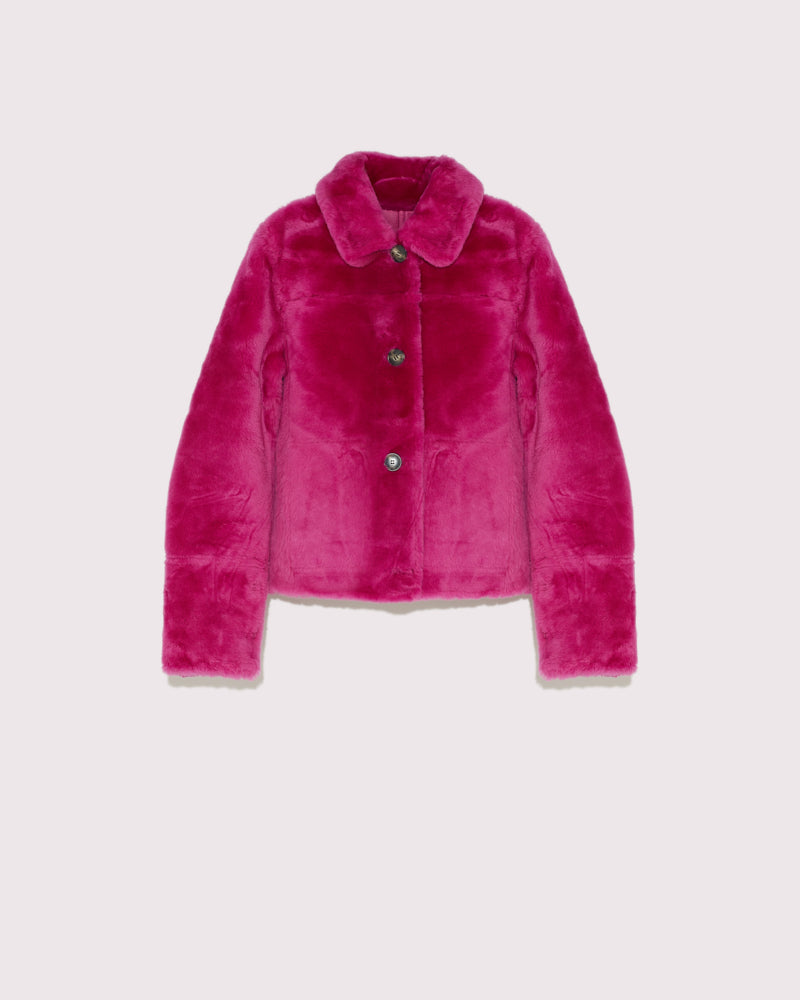 Short reversible jacket in merino lambskin -Yves Salomon