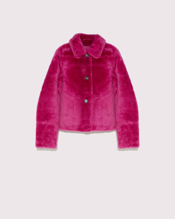 Short reversible jacket in merino lambskin -Yves Salomon