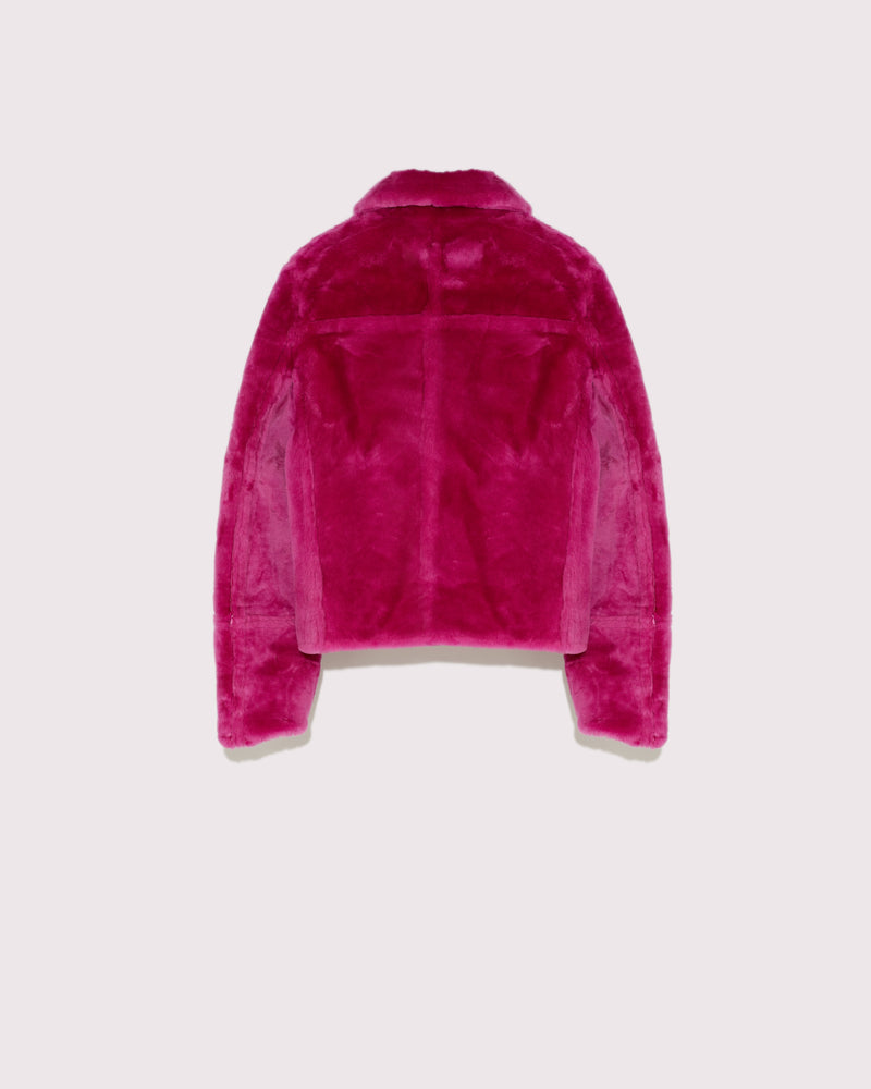 Short reversible jacket in merino lambskin -Yves Salomon