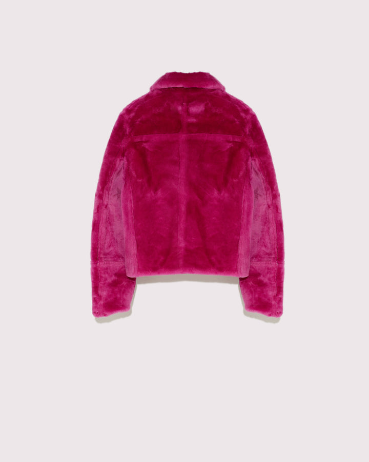 Short reversible jacket in merino lambskin -Yves Salomon