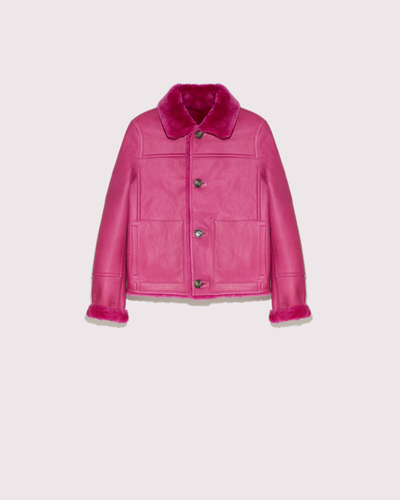 Short reversible jacket in merino lambskin -Yves Salomon
