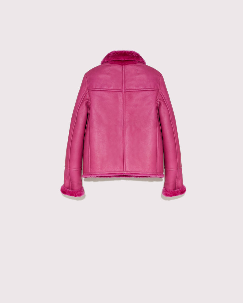 Short reversible jacket in merino lambskin -Yves Salomon