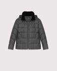 Short down jacket in Loro Piana fabric with dehaired mink fur inside collar