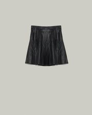 Pleated mini skirt in thin lambskin leather