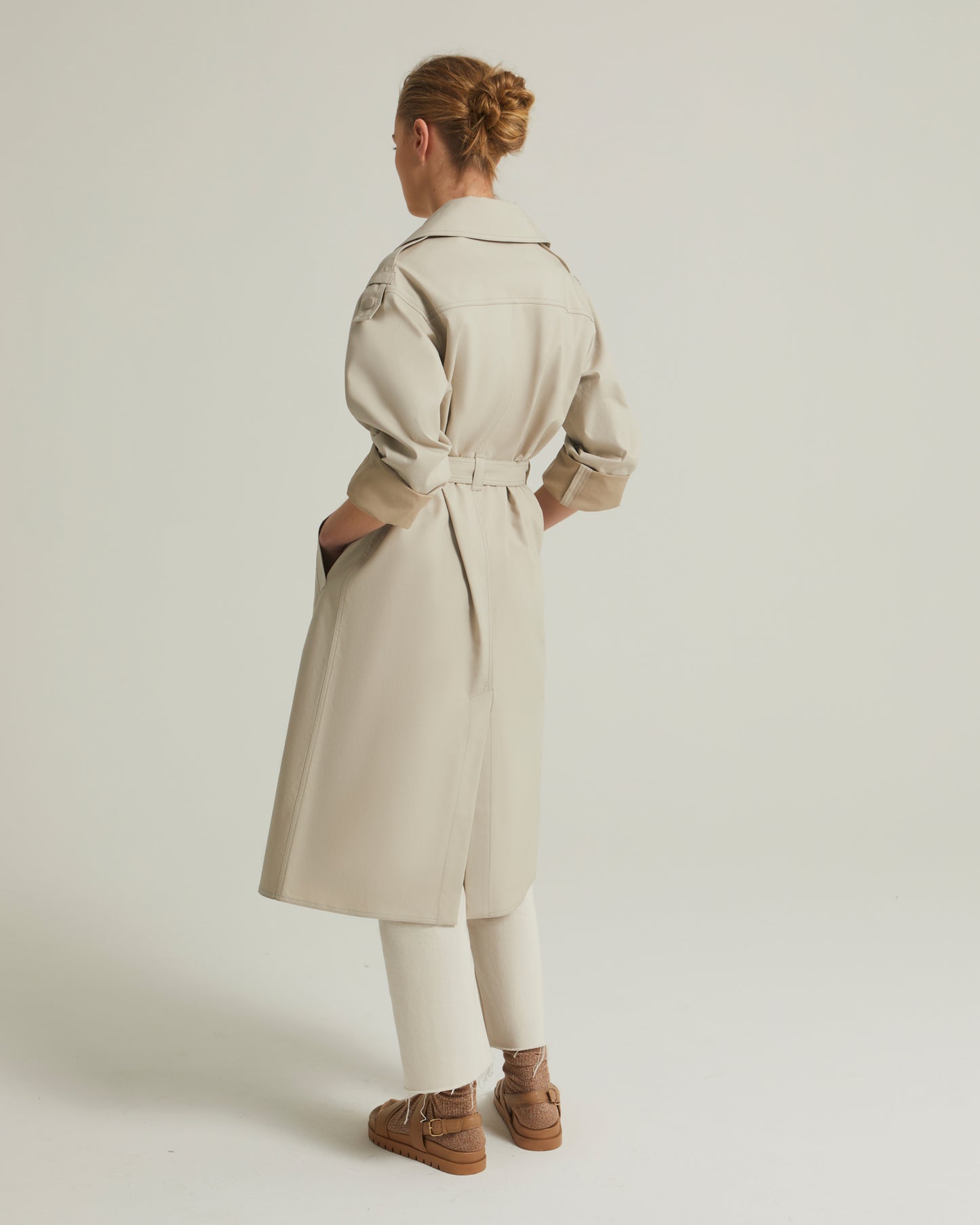 Oversized double-sided cotton trench coat
