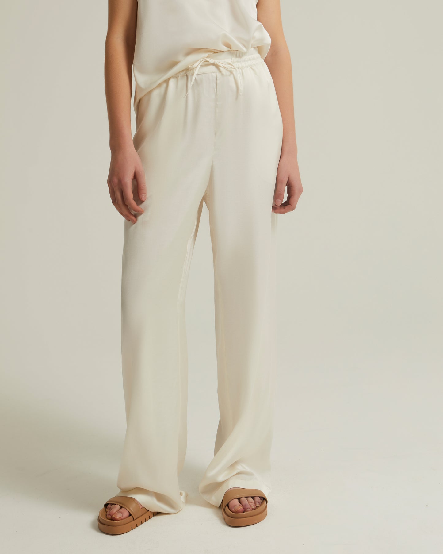 Straight trousers in silk satin blend -Yves Salomon