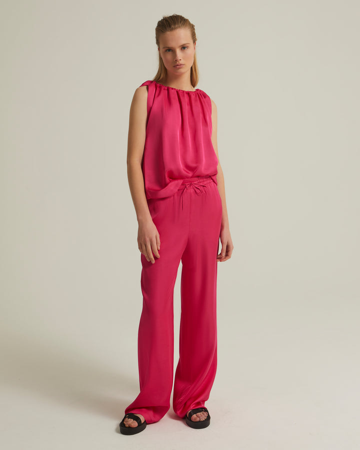 Straight trousers in silk satin blend