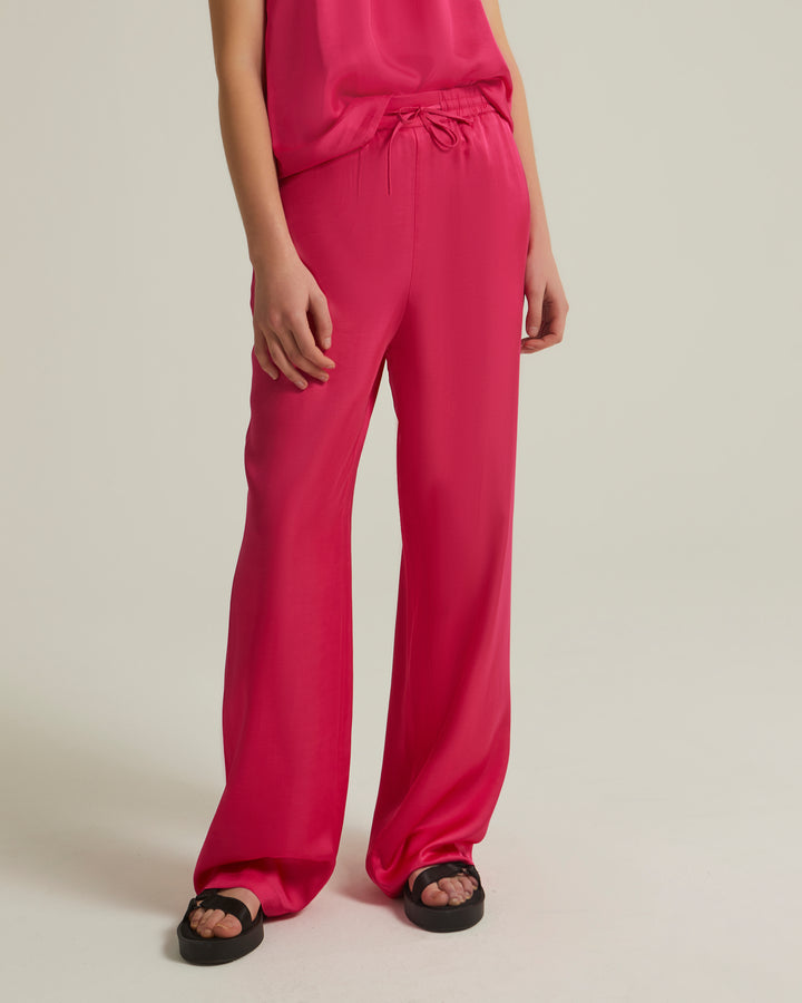Straight trousers in silk satin blend