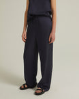 Straight trousers in silk satin blend