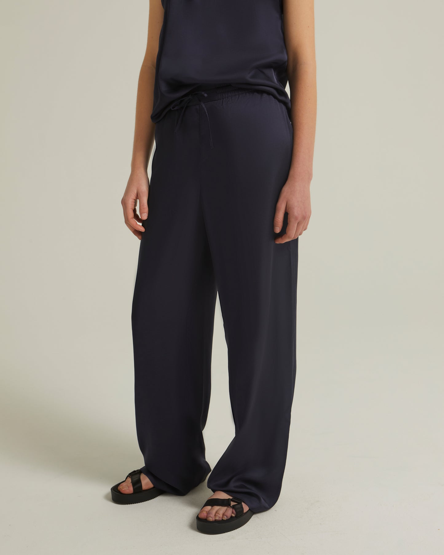 Straight trousers in silk satin blend -Yves Salomon