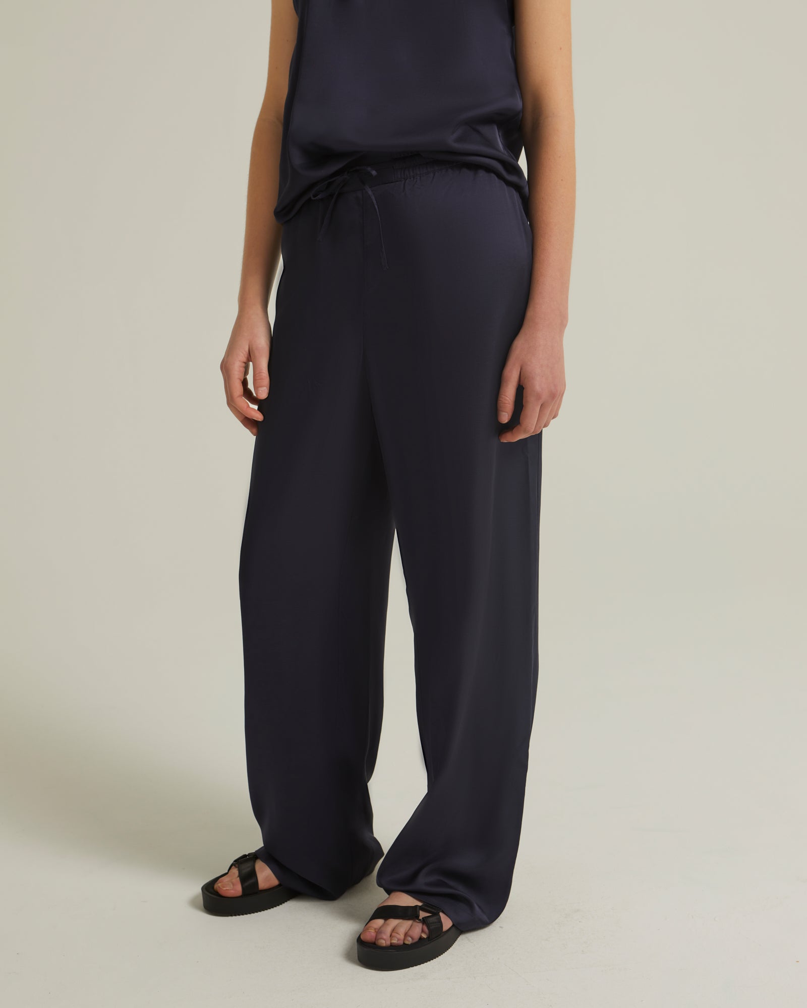 Straight trousers in silk satin blend -Yves Salomon