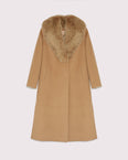 Long cashmere wool coat with fox fur collar