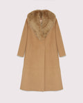 Long cashmere wool coat with fox fur collar