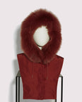 Hooded dickey in quilted technical fabric and fox fur