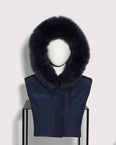 Hooded dickey in quilted technical fabric and fox fur