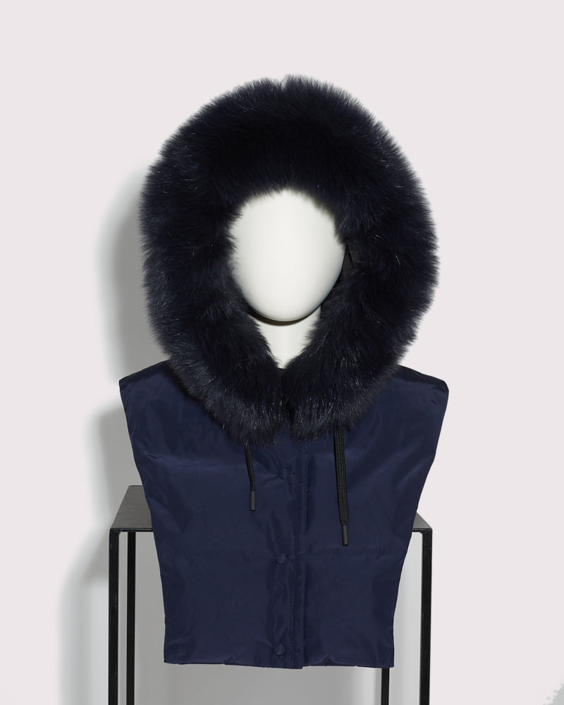 Black Friday 2025- Hooded dickey in quilted technical fabric and fox fur -Yves Salomon