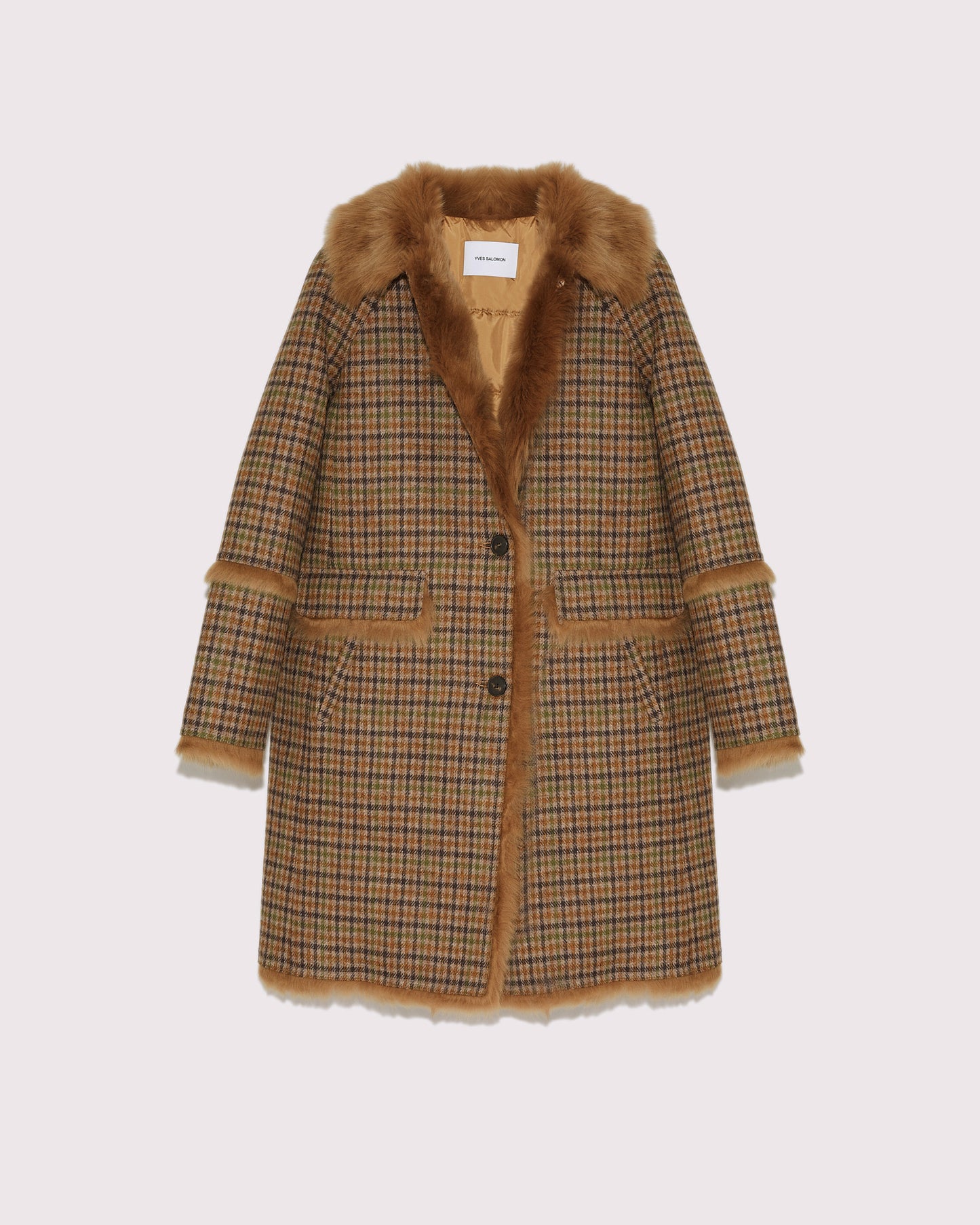 Black Friday 2025- Woollen fabric and shearling coat - brown -Yves Salomon