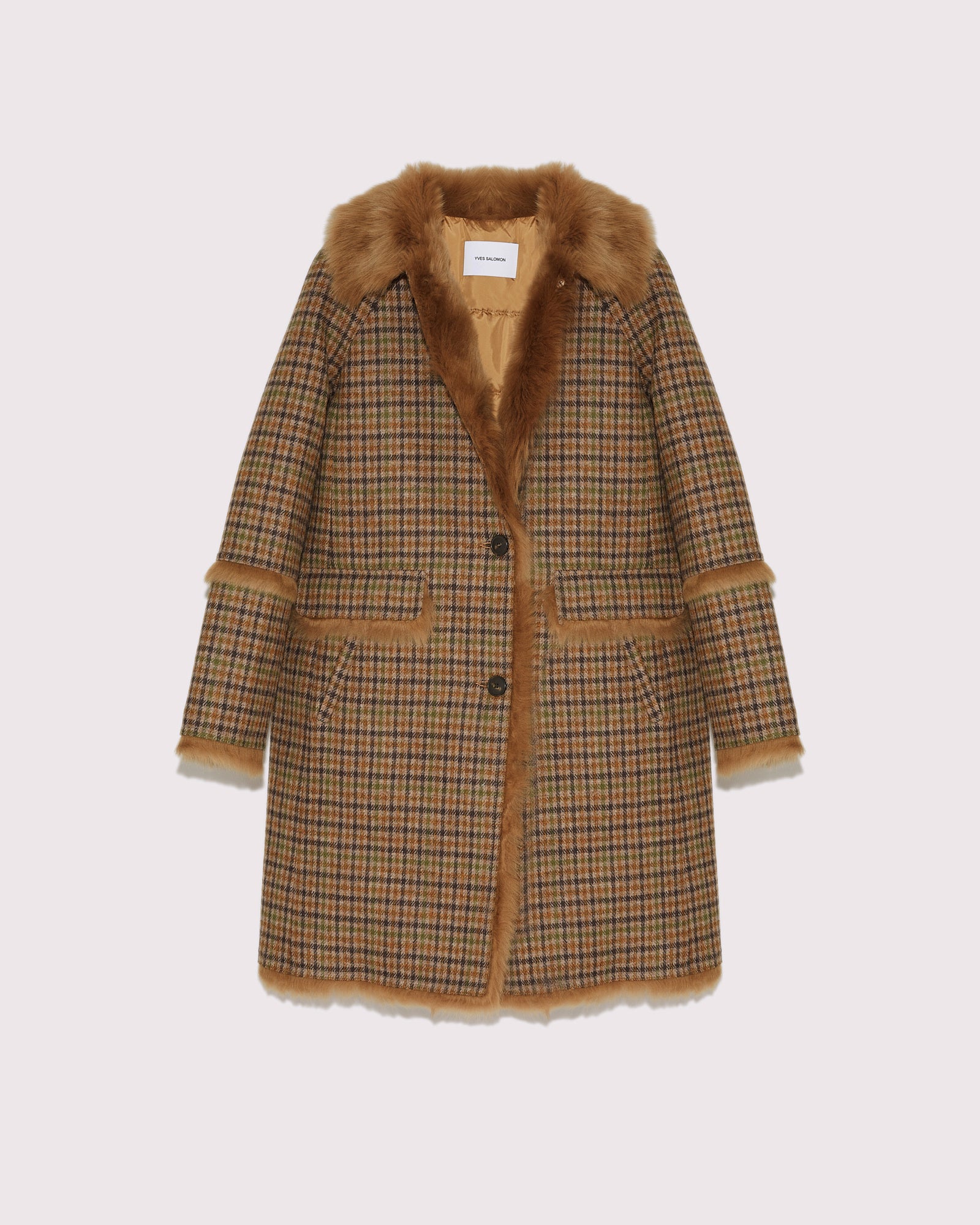 Black Friday 2025- Woollen fabric and shearling coat - brown -Yves Salomon