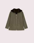 Hooded parka in mink fur reversible technical fabric