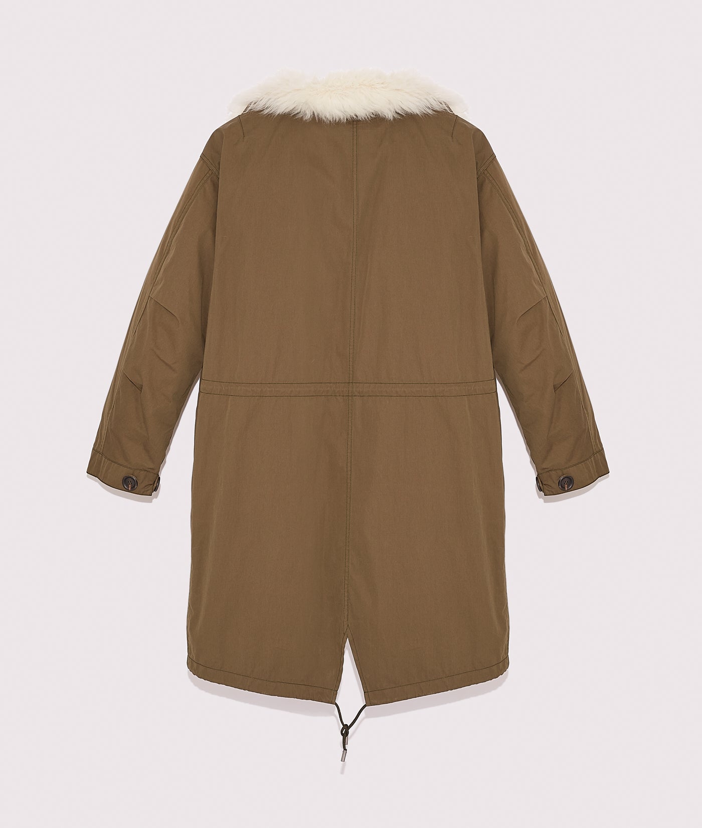 Black Friday 2025- Reversible Parka in Cotton and Shearling - Khaki -Yves Salomon
