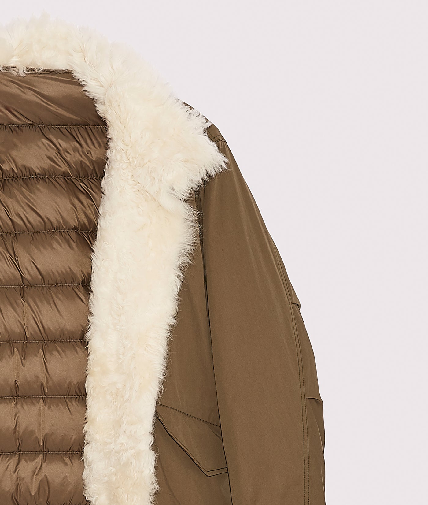 Black Friday 2025- Reversible Parka in Cotton and Shearling - Khaki -Yves Salomon