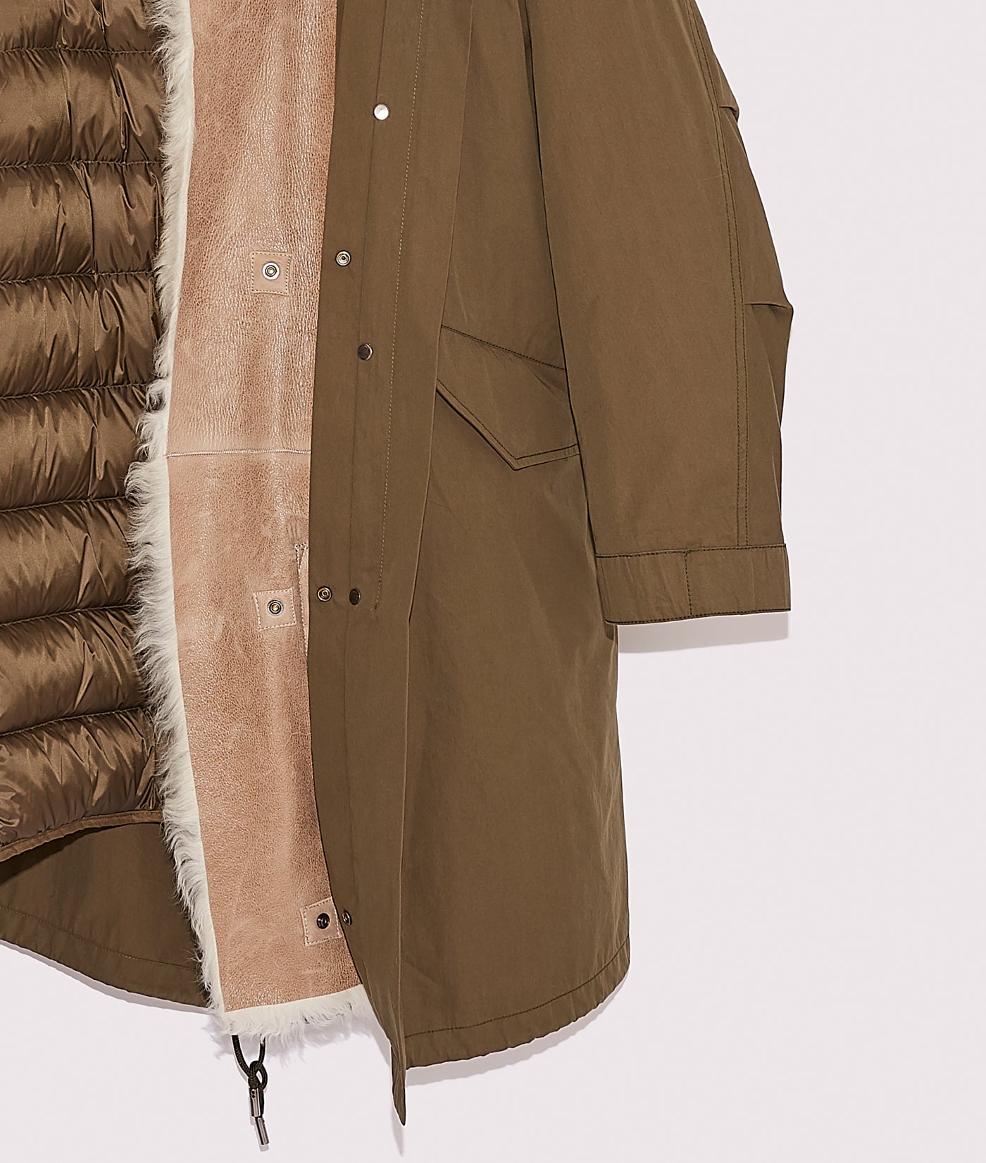 Black Friday 2025- Reversible Parka in Cotton and Shearling - Khaki -Yves Salomon